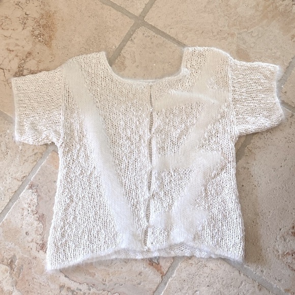 Lauren Hansen Sweaters - Vintage Hand Knit Sweater Women’s L cream pearl buttons Cropped Soft feminine